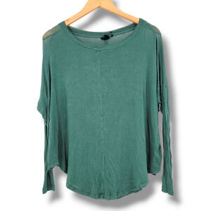 Out From‎ Under Women's Ribbed Knit Oversized Long Sleeve Top Lounge Green XS